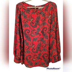 Loft Red Paisley Blouse